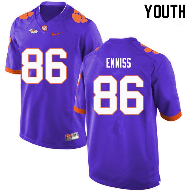 Youth #86 Ryan Enniss Clemson Tigers College Football Jerseys Sale-Purple